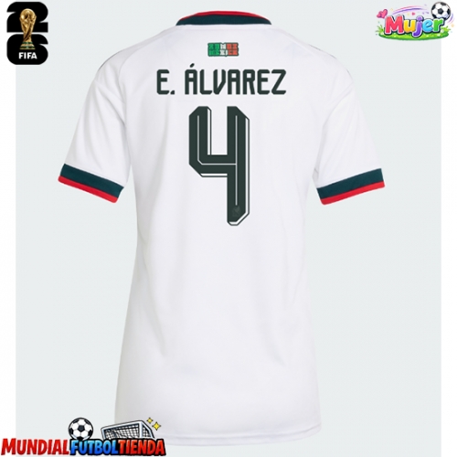 Camiseta México Edson Alvarez #4 Segunda Equipación Replica Mundial 2026 para mujer mangas cortas